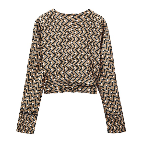 Zara NWT Geometric Satin Print Cropped Top Small - Picture 8 of 13